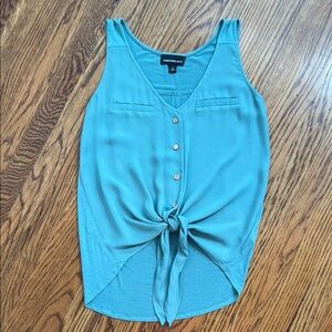 Teal Sleeveless Button-Down Top